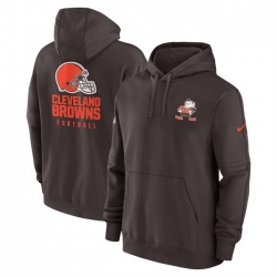 Men Cleveland Browns Brown Sideline Club Fleece Pullover Hoodie