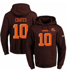 NFL Mens Nike Cleveland Browns 10 Sammie Coates Brown Name Number Pullover Hoodie