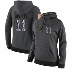 NFL Womens Nike Dallas Cowboys 11 Cole Beasley Stitched Black Anthracite Salute to Service Player Performance Hoodie