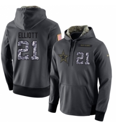 NFL Mens Nike Dallas Cowboys 21 Ezekiel Elliott Stitched Black Anthracite Salute to Service Player Performance Hoodie