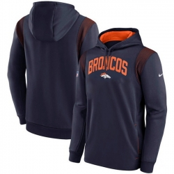 Men Denver Broncos Navy Sideline Stack Performance Pullover Hoodie 002