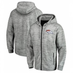 NFL Denver Broncos Pro Line by Fanatics Branded Space Dye Performance Full Zip Hoodie Heathered Gray