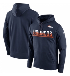 NFL Mens Denver Broncos Nike Navy Sideline Circuit Pullover Performance Hoodie