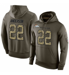 NFL Nike Denver Broncos 22 CJ Anderson Green Salute To Service Mens Pullover Hoodie