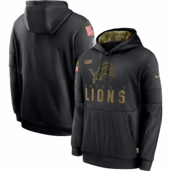 Men Detroit Lions Nike 2020 Salute to Service Sideline Performance Pullover Hoodie Black