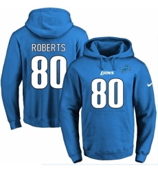 NFL Mens Nike Detroit Lions 80 Michael Roberts Blue Name Number Pullover Hoodie