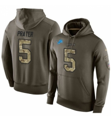 NFL Nike Detroit Lions 5 Matt Prater Green Salute To Service Mens Pullover Hoodie