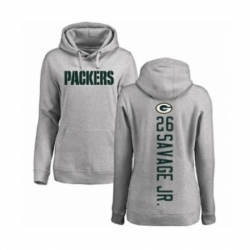 Football Womens Green Bay Packers 26 Darnell Savage Jr Ash Backer Hoodie