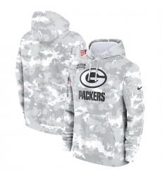 Men Green Bay Packers 2024 Arctic Camo Salute To Service Club Fleece Pullover Stitched Hoodie