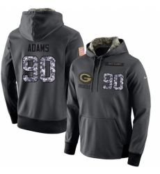 NFL Mens Nike Green Bay Packers 90 Montravius Adams Stitched Black Anthracite Salute to Service Player Performance Hoodie