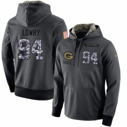 NFL Mens Nike Green Bay Packers 94 Dean Lowry Stitched Black Anthracite Salute to Service Player Performance Hoodie