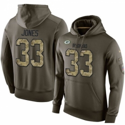 NFL Nike Green Bay Packers 33 Aaron Jones Green Salute To Service Mens Pullover Hoodie