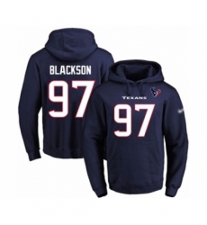 Football Mens Houston Texans 97 Angelo Blackson Navy Blue Name Number Pullover Hoodie