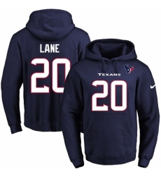 NFL Mens Nike Houston Texans 20 Jeremy Lane Navy Blue Name Number Pullover Hoodie