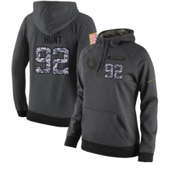 NFL Womens Nike Indianapolis Colts 92 Margus Hunt Stitched Black Anthracite Salute to Service Player Performance Hoodie