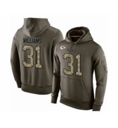 Football Mens Kansas City Chiefs 31 Darrel Williams Green Salute To Service Pullover Hoodie