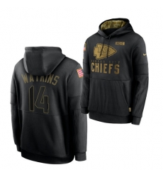 Men Kansas City Chiefs 14 Sammy Watkins 2020 Salute To Service Black Sideline Performance Pullover Hoodie