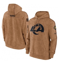 Men Los Angeles Rams 2023 Brown Salute To Service Pullover Hoodie