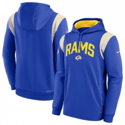 Men Los Angeles Rams Royal Sideline Stack Performance Pullover Hoodie 002