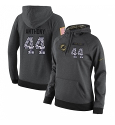 NFL Womens Nike Miami Dolphins 44 Stephone Anthony Stitched Black Anthracite Salute to Service Player Performance Hoodie