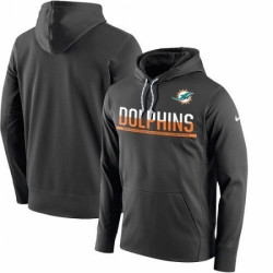 NFL Mens Miami Dolphins Nike Anthracite Sideline Circuit Pullover Performance Hoodie