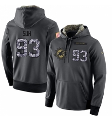 NFL Mens Nike Miami Dolphins 93 Ndamukong Suh Stitched Black Anthracite Salute to Service Player Performance Hoodie