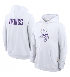 Men Minnesota Vikings White Sideline Standard Issue Initial Home Dri FIT Pullover Hoodie