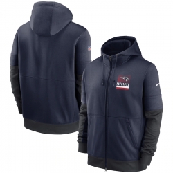 Men New England Patriots New 2020 Nike Navy Gray Fan Gear Mascot Performance Full Zip Hoodie