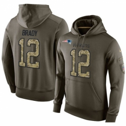 NFL Nike New England Patriots 12 Tom Brady Green Salute To Service Mens Pullover Hoodie