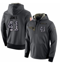 NFL Nike New England Patriots 41 Cyrus Jones Stitched Black Anthracite Salute to Service Player Performance Hoodie