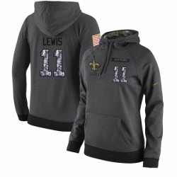 NFL Womens Nike New Orleans Saints 11 Tommylee Lewis Stitched Black Anthracite Salute to Service Player Performance Hoodie