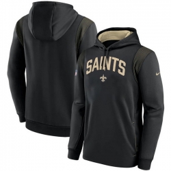 Men New Orleans Saints Black Sideline Stack Performance Pullover Hoodie 002