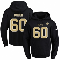 NFL Mens Nike New Orleans Saints 60 Max Unger Black Name Number Pullover Hoodie