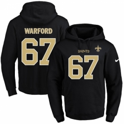 NFL Mens Nike New Orleans Saints 67 Larry Warford Black Name Number Pullover Hoodie