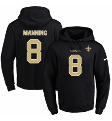 NFL Mens Nike New Orleans Saints 8 Archie Manning Black Name Number Pullover Hoodie