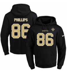 NFL Mens Nike New Orleans Saints 86 John Phillips Black Name Number Pullover Hoodie