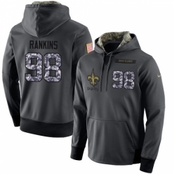 NFL Mens Nike New Orleans Saints 98 Sheldon Rankins Stitched Black Anthracite Salute to Service Player Performance Hoodie