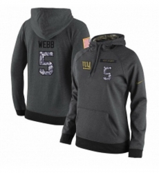 NFL Womens Nike New York Giants 5 Davis Webb Stitched Black Anthracite Salute to Service Player Performance Hoodie