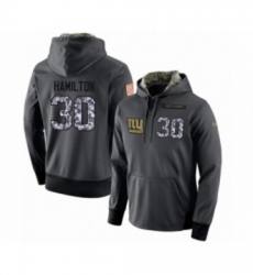 Football Mens New York Giants 30 Antonio Hamilton Stitched Black Anthracite Salute to Service Player Performance Hoodie