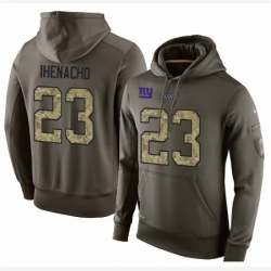 NFL Nike New York Giants 23 Duke Ihenacho Green Salute To Service Mens Pullover Hoodie