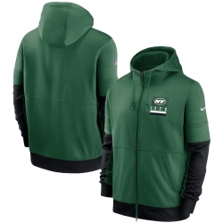 Men New York Jets New 2020 Nike Green Black Fan Gear Mascot Performance Full Zip Hoodie