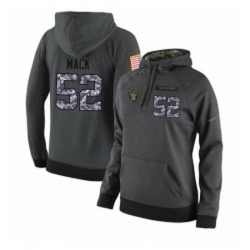 NFL Womens Nike Oakland Raiders 52 Khalil Mack Stitched Black Anthracite Salute to Service Player Performance Hoodie