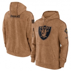 Men Las Vegas Raiders 2023 Brown Salute To Service Pullover Hoodie