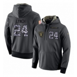 NFL Nike Oakland Raiders 24 Marshawn Lynch Stitched Black Anthracite Salute to Service Player Performance Hoodie