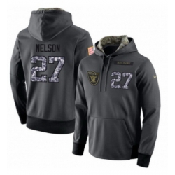 NFL Nike Oakland Raiders 27 Reggie Nelson Stitched Black Anthracite Salute to Service Player Performance Hoodie