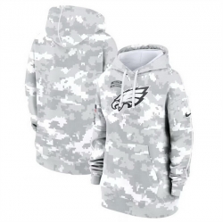 Women Philadelphia Eagles 2024 Arctic Camo Salute To Service Club Fleece Pullover Hoodie