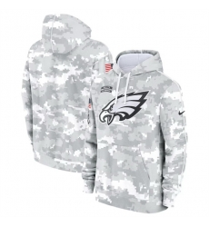 Men Philadelphia Eagles 2024 Arctic Camo Salute To Service Club Fleece Pullover Stitched Hoodie