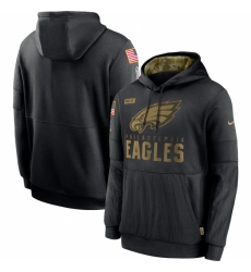 Men Philadelphia Eagles Nike 2020 Salute to Service Sideline Performance Pullover Hoodie Black