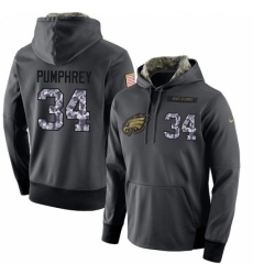 NFL Mens Nike Philadelphia Eagles 34 Donnel Pumphrey Stitched Black Anthracite Salute to Service Player Performance Hoodie