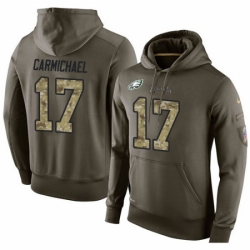 NFL Nike Philadelphia Eagles 17 Harold Carmichael Green Salute To Service Mens Pullover Hoodie